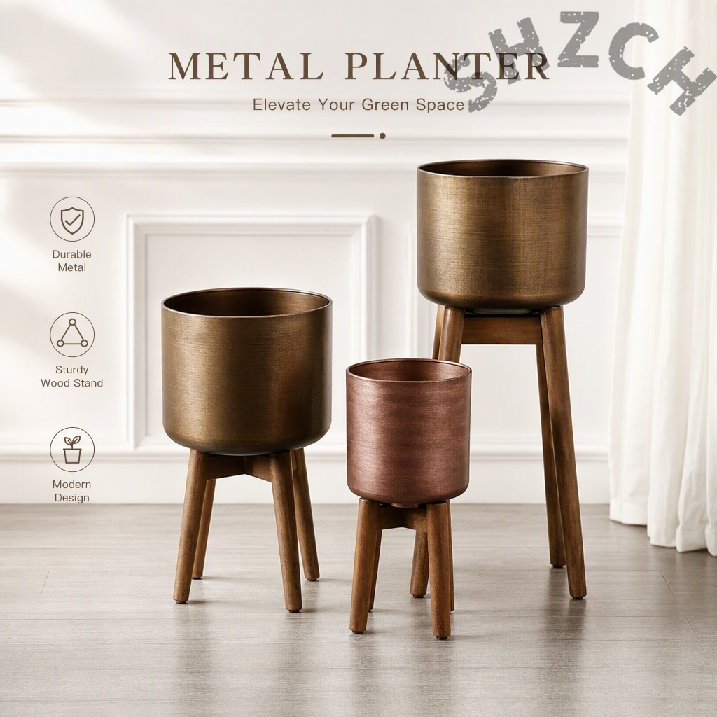 Home Office Industrial Style - Современная деревянная подставка для растений в