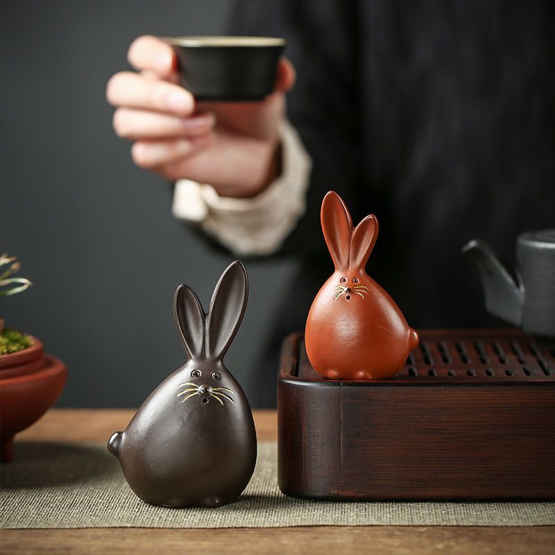 Home Office Feng Shui - Фигурка-кролик из глины цзыша ручной работы,