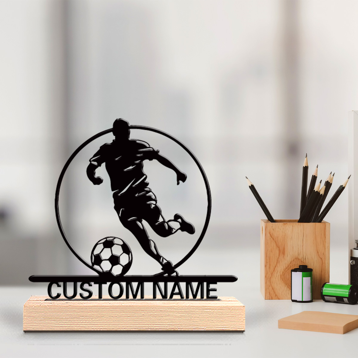 Home Office Setup - Металлическая статуэтка футболиста на заказ с