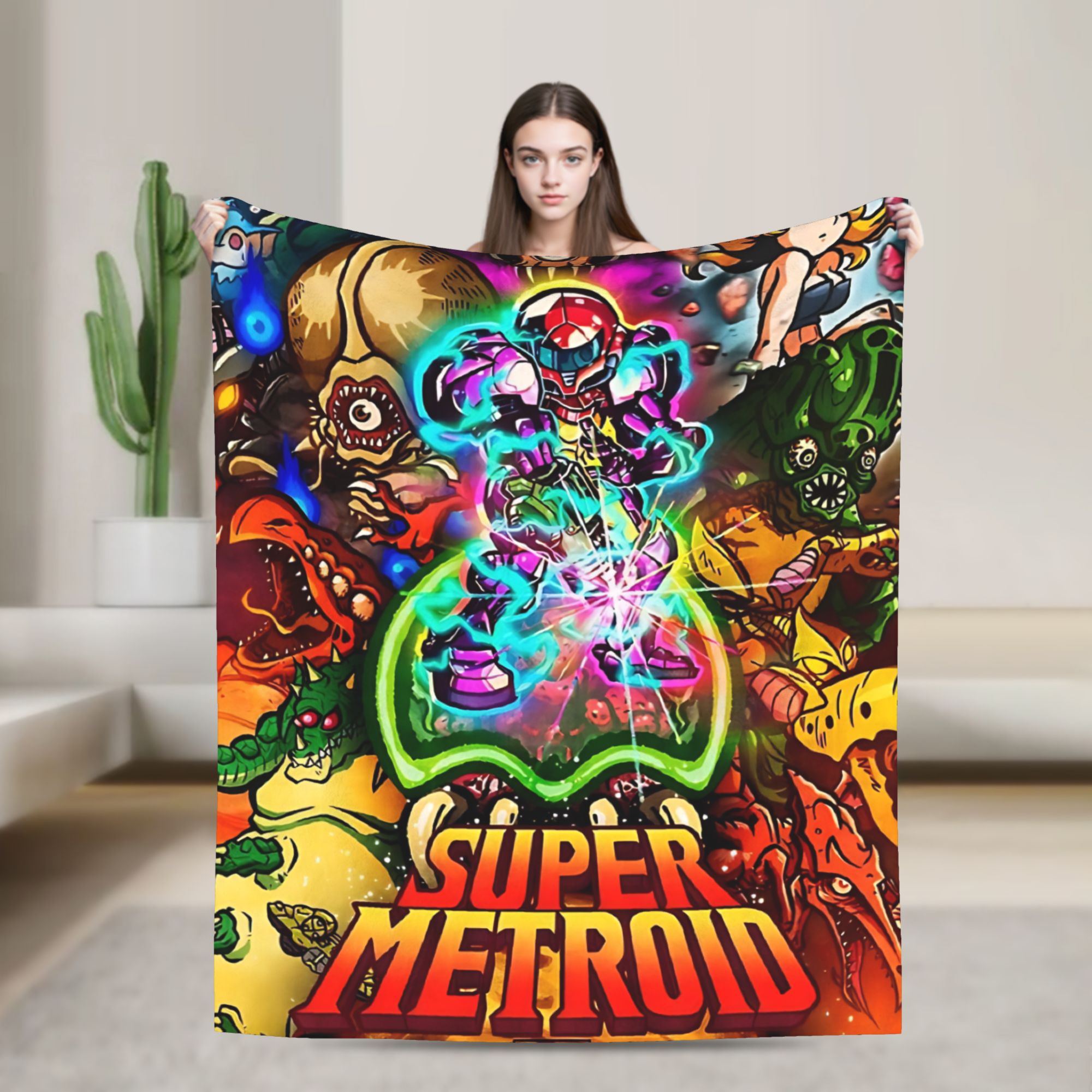 Home Office Trend - Фланелевое одеяло Metroids Hero Game, супер
