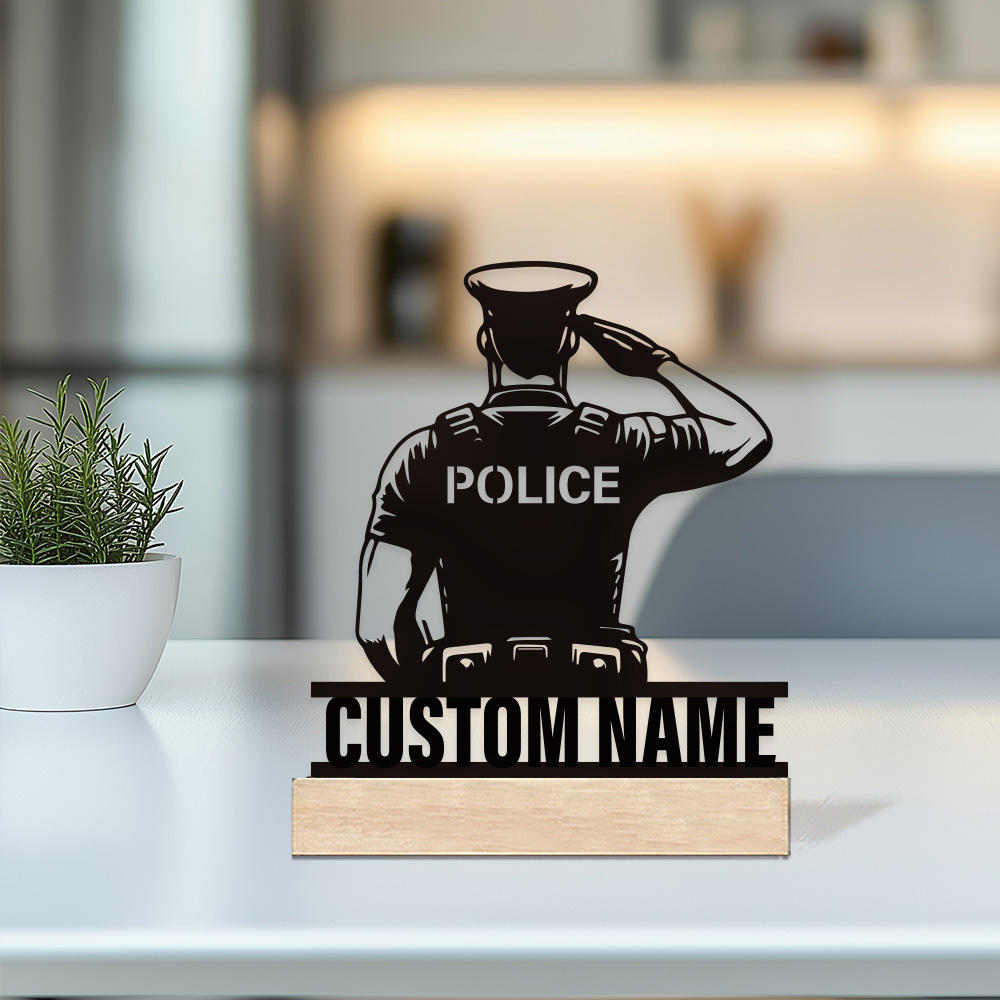 Home Office Setup - Персонализированный металлический полицейский значок, именная табличка