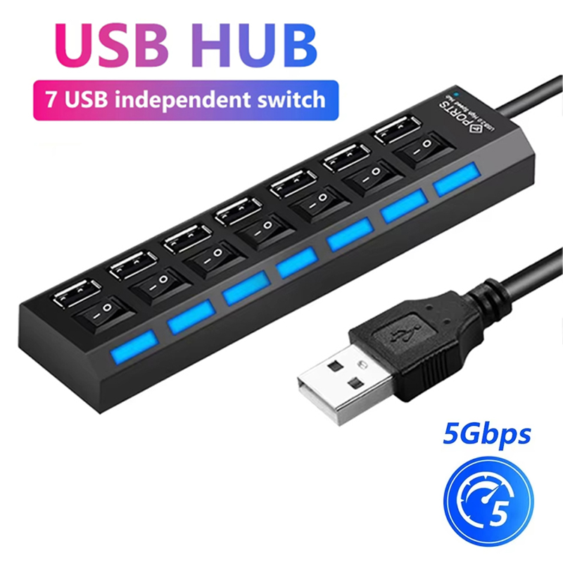 Home Office Setup - 7-портовый USB 2.0-хаб-разветвитель для ноутбуков и